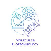 molekular Biotechnologie Blau Gradient Konzept Symbol. molekular Struktur und Mikroskop. medizinisch Technologie. runden gestalten Linie Illustration. abstrakt Idee. Grafik Design. einfach zu verwenden im Präsentation vektor