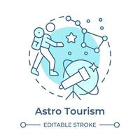 astro turism mjuk blå begrepp ikon. natt himmel utforskning. stjärnskådning. nisch resa. vetenskap turism. runda form linje illustration. abstrakt aning. grafisk design. lätt till använda sig av i blog posta vektor