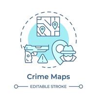 brottslighet Kartor mjuk blå begrepp ikon. offentlig säkerhet. reglering tillämpning, uppkopplad verktyg. runda form linje illustration. abstrakt aning. grafisk design. lätt till använda sig av i infografik, presentation vektor