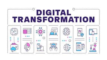 Digital Transformation Wort Konzept isoliert auf Weiß. Prozess Automatisierung. künstlich Intelligenz. kreativ Illustration Banner umgeben durch editierbar Linie bunt Symbole vektor