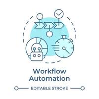 Arbeitsablauf Automatisierung Sanft Blau Konzept Symbol. künstlich Intelligenz. Geschäft Prozesse Optimierung. runden gestalten Linie Illustration. abstrakt Idee. Grafik Design. einfach zu verwenden im Infografik vektor