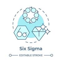 sex sigma metodik mjuk blå begrepp ikon. data drivs bearbeta. produkt kvalitet. runda form linje illustration. abstrakt aning. grafisk design. lätt till använda sig av i infografik, artikel vektor
