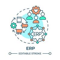 erp multi Farbe Konzept Symbol. Unternehmen Ressource Planung. Clever Fabrik Technologie. runden gestalten Linie Illustration. abstrakt Idee. Grafik Design. einfach zu verwenden im Infografik, Artikel vektor