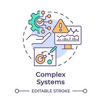 Komplex Systeme multi Farbe Konzept Symbol. Kapazität Planung, modern Industrie. Daten Management. runden gestalten Linie Illustration. abstrakt Idee. Grafik Design. einfach zu verwenden im Infografik, Artikel vektor