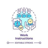 Arbeit Anleitung multi Farbe Konzept Symbol. organisatorisch Effizienz, dokumentieren Kontrolle. runden gestalten Linie Illustration. abstrakt Idee. Grafik Design. einfach zu verwenden im Infografik, Präsentation vektor