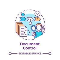 dokumentieren Steuerung multi Farbe Konzept Symbol. Aufzeichnungen Management, Daten Analyse. runden gestalten Linie Illustration. abstrakt Idee. Grafik Design. einfach zu verwenden im Infografik, Präsentation vektor