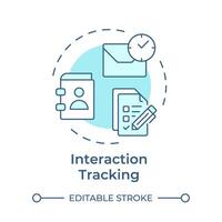 Interaktion Verfolgung Sanft Blau Konzept Symbol. Benutzer Aktivität, Email Management. runden gestalten Linie Illustration. abstrakt Idee. Grafik Design. einfach zu verwenden im Infografik, Präsentation vektor