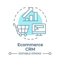 E-Commerce crm Sanft Blau Konzept Symbol. Software Werkzeug, Der Umsatz Prognose. Geschäft Statistiken. runden gestalten Linie Illustration. abstrakt Idee. Grafik Design. einfach zu verwenden im Infografik, Präsentation vektor