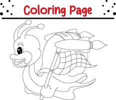 Schnecke Färbung Buchseite. Fehler und Insekt Färbung Buch zum Kinder vektor