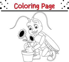 söt kackerlacka färg sida. buggar och insekt färg bok för barn vektor