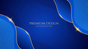 dunkel Blau Luxus Prämie Hintergrund mit leuchtenden Gold Linie Wellen, geeignet zum Banner, Tapeten, Broschüren und Plakate. Illustration vektor