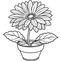 Gerbera Gänseblümchen Blume Gliederung Illustration Färbung Buch Seite Design, Gerbera Gänseblümchen Blume schwarz und Weiß Linie Kunst Zeichnung Färbung Buch Seiten zum Kinder und Erwachsene vektor