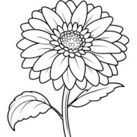 Gerbera Gänseblümchen Blume Gliederung Illustration Färbung Buch Seite Design, Gerbera Gänseblümchen Blume schwarz und Weiß Linie Kunst Zeichnung Färbung Buch Seiten zum Kinder und Erwachsene vektor