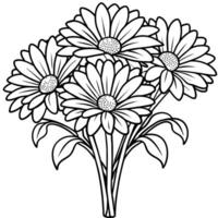 Gerbera Gänseblümchen Blume Gliederung Illustration Färbung Buch Seite Design, Gerbera Gänseblümchen Blume schwarz und Weiß Linie Kunst Zeichnung Färbung Buch Seiten zum Kinder und Erwachsene vektor