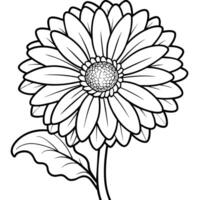 Gerbera Gänseblümchen Blume Gliederung Illustration Färbung Buch Seite Design, Gerbera Gänseblümchen Blume schwarz und Weiß Linie Kunst Zeichnung Färbung Buch Seiten zum Kinder und Erwachsene vektor