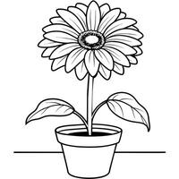 Gerbera Gänseblümchen Blume Gliederung Illustration Färbung Buch Seite Design, Gerbera Gänseblümchen Blume schwarz und Weiß Linie Kunst Zeichnung Färbung Buch Seiten zum Kinder und Erwachsene vektor