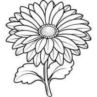 Gerbera Gänseblümchen Blume Gliederung Illustration Färbung Buch Seite Design, Gerbera Gänseblümchen Blume schwarz und Weiß Linie Kunst Zeichnung Färbung Buch Seiten zum Kinder und Erwachsene vektor