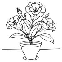 lisianthus Blume Gliederung Illustration Färbung Buch Seite Design, lisianthus Blume schwarz und Weiß Linie Kunst Zeichnung Färbung Buch Seiten zum Kinder und Erwachsene vektor