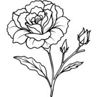 lisianthus Blume Gliederung Illustration Färbung Buch Seite Design, lisianthus Blume schwarz und Weiß Linie Kunst Zeichnung Färbung Buch Seiten zum Kinder und Erwachsene vektor