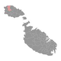 ghasri distrikt Karta, administrativ division av malta. illustration. vektor