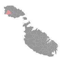 kercem distrikt Karta, administrativ division av malta. illustration. vektor