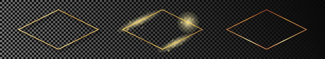 Gold glühend Rhombus gestalten Rahmen vektor