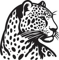 Leopard Kopf Gesicht Silhouette Illustration auf Weiß Hintergrund. vektor