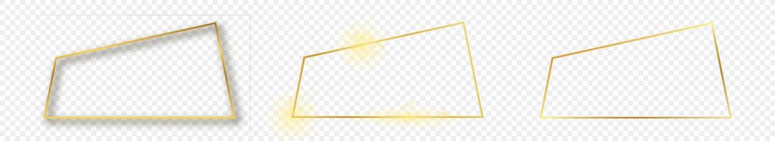 guld lysande trapezoid form ram vektor