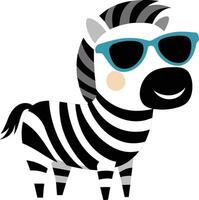 söt zebra ha på sig solglasögon illustration tecknad serie konst vektor