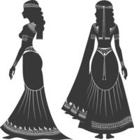 Silhouette unabhängig ägyptisch Frauen tragen tob sebleh schwarz Farbe nur vektor