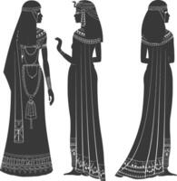 silhuett oberoende egyptisk kvinnor bär tob sebleh svart Färg endast vektor