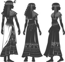 Silhouette unabhängig ägyptisch Frauen tragen tob sebleh schwarz Farbe nur vektor