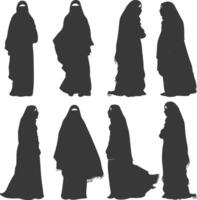 Silhouette unabhängig Emirate Frauen tragen abaya schwarz Farbe nur vektor