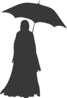 silhuett oberoende emirates kvinnor bär abaya med paraply svart Färg endast vektor