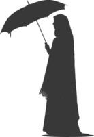 Silhouette unabhängig Emirate Frauen tragen abaya mit Regenschirm schwarz Farbe nur vektor