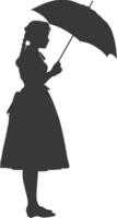 Silhouette unabhängig Deutschland Frauen tragen dirndl mit Regenschirm schwarz Farbe nur vektor