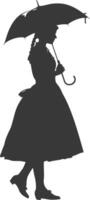 Silhouette unabhängig Deutschland Frauen tragen dirndl mit Regenschirm schwarz Farbe nur vektor