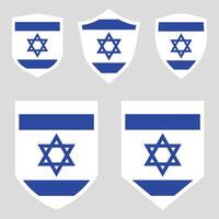 uppsättning av Israel flagga i skydda form ram vektor