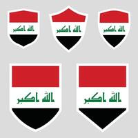 uppsättning av irak flagga i skydda form ram vektor