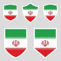 uppsättning av iran flagga i skydda form ram vektor