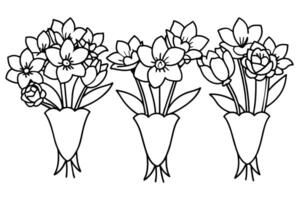 Illustration mit Blumen Tulpen Gliederung Stil Design vektor