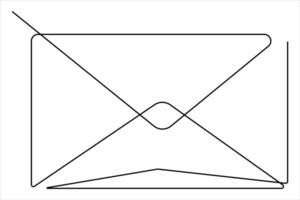 kontinuerlig ett linje e-post översikt hand dragen symbol linje konst illustration vektor