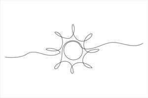 kontinuierlich einer Linie Zeichnung Sonne Kunst Sommer- Sonne Kontur Linie Zeichen Linie Kunst Illustration vektor