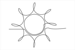 kontinuerlig ett linje teckning Sol konst sommar Sol kontur linje tecken linje konst illustration vektor