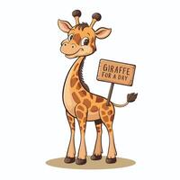 söt giraff djur- isolerat platt illustration vit bakgrund vektor