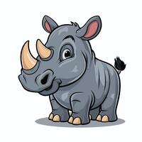 söt och skön rhinos annorlunda poser tecknad serie djur- design platt illustration isolerat på vit bakgrund vektor