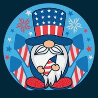 4:e av juli gnome patriotisk bakgrund vektor