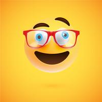 Gelber Emoticon 3D mit Brillen, Vektorillustration vektor