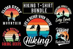 Wandern t Hemd Design zum drucken auf Nachfrage, Abenteuer Berg draussen Wandern Benutzerdefiniert T-Shirt Design bündeln, Abenteuer ist Berufung Wandern vektor