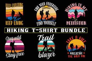 Wandern t Hemd Design zum drucken auf Nachfrage, Abenteuer Berg draussen Wandern Benutzerdefiniert T-Shirt Design bündeln, Abenteuer ist Berufung Wandern vektor